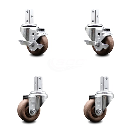 Service Caster 3.5 Inch High Temp Glass Filled Nylon 7/8 Inch Square Stem Caster Brakes, 2PK SCC-SQ20S3514-GFNSHT-TLB-78-2-S-2